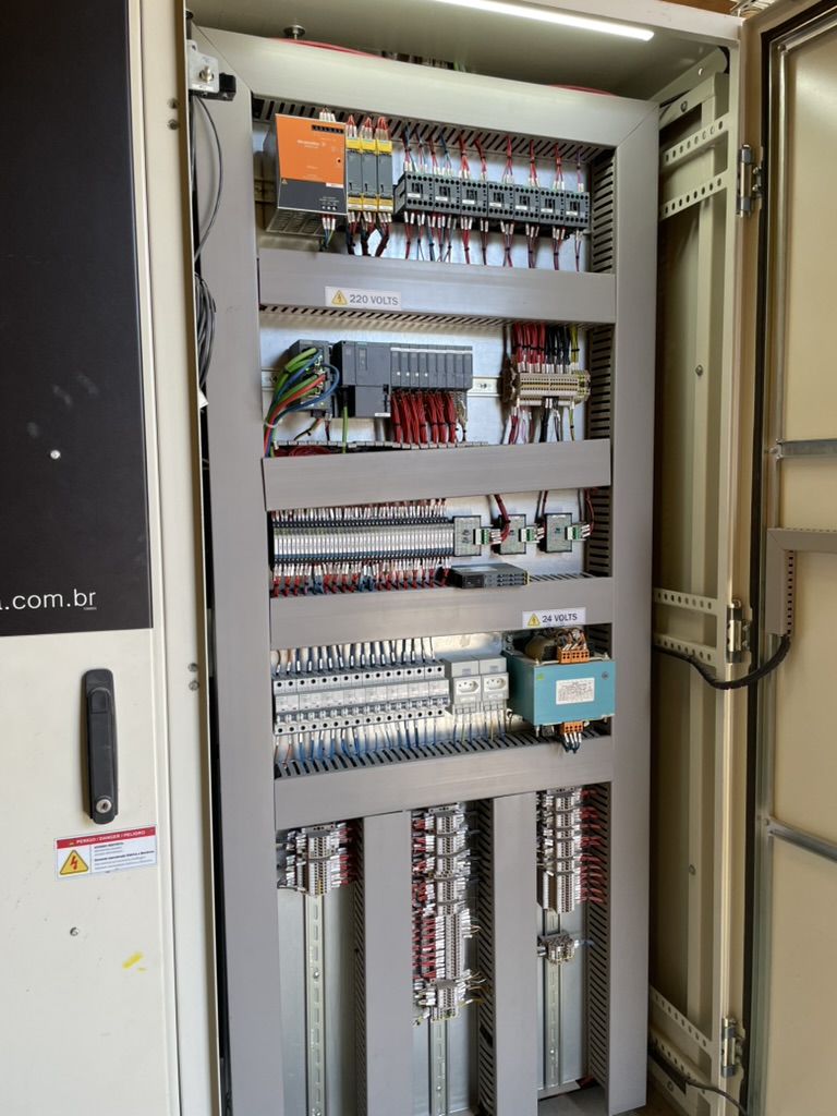 PLC control system in an industrial cabinet